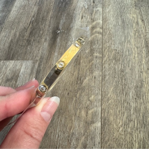 NWT! Gold Bangle Bracelet with Crystal Accents - Picture 4 of 4